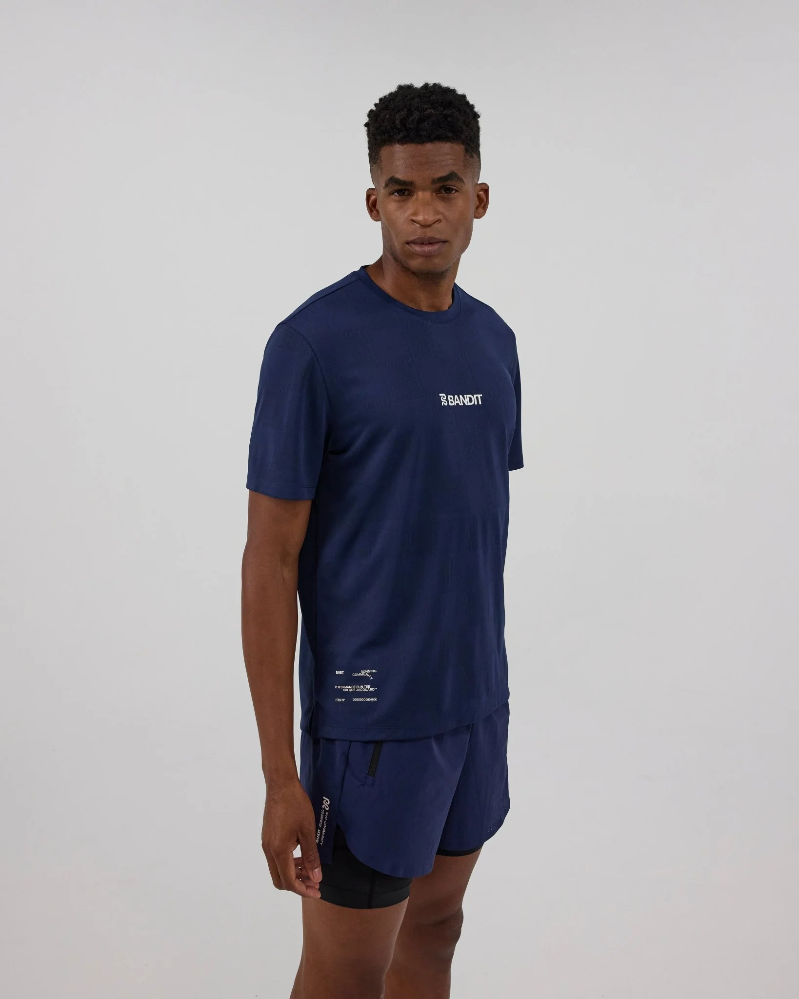 Bandit Cheque Jacquard Short Sleeve Tee - NY Navy