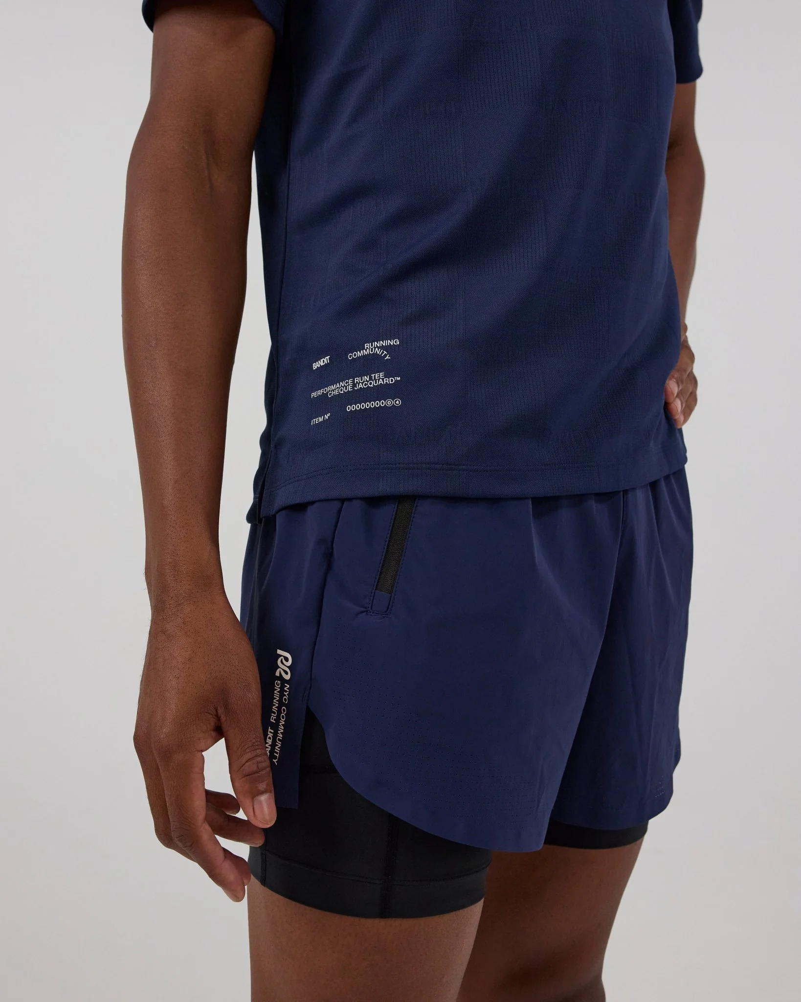 Bandit Cheque Jacquard Short Sleeve Tee - NY Navy - Image 3
