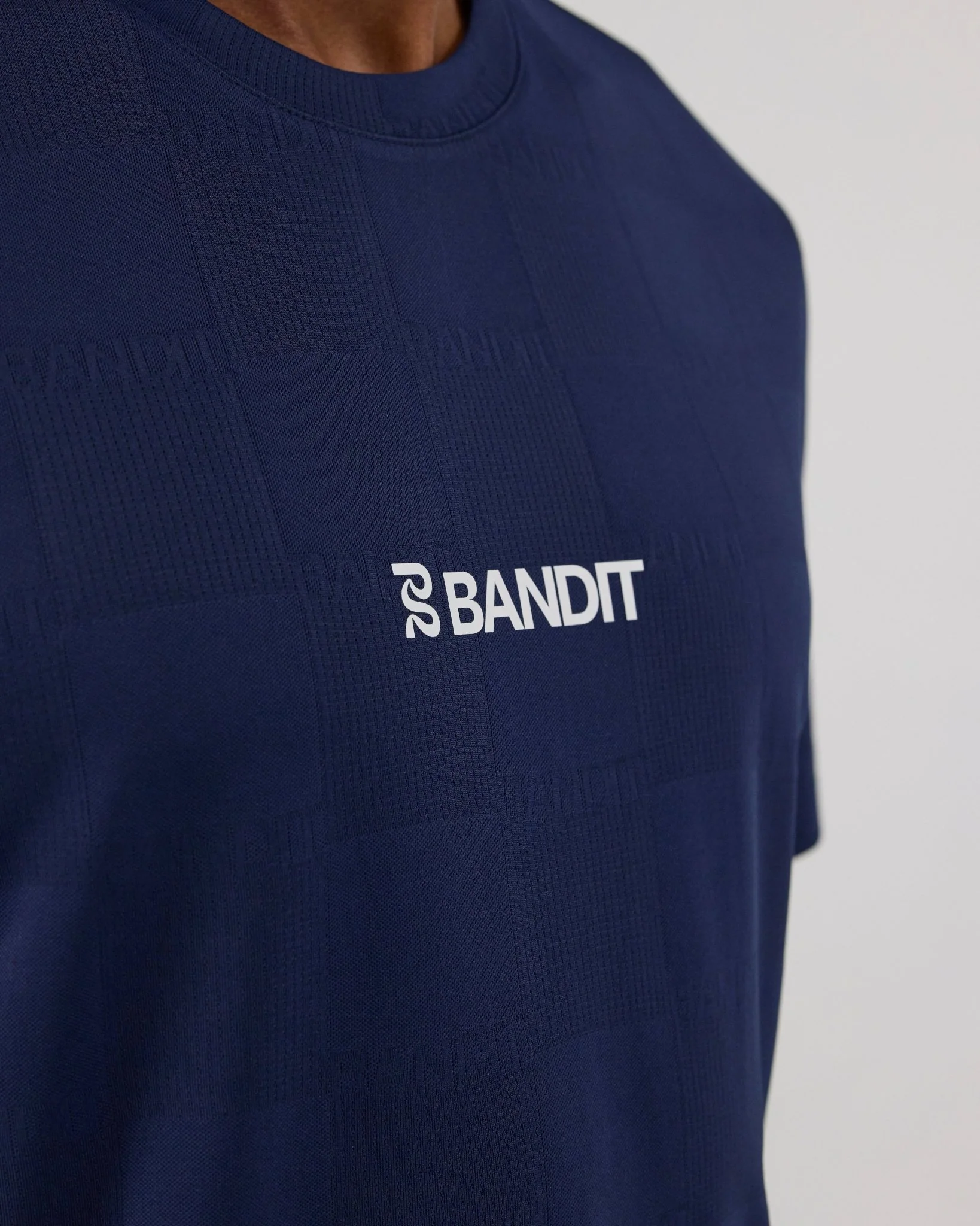 Bandit Cheque Jacquard Short Sleeve Tee - NY Navy - Image 4