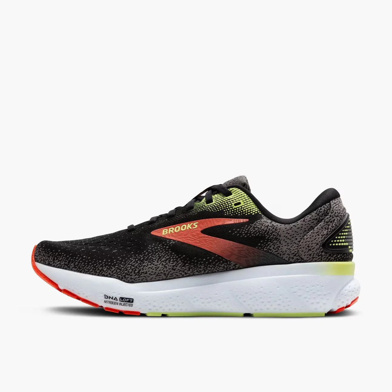 Brooks Men's Ghost 16 – Black / Mandarin Red / Green - Image 4