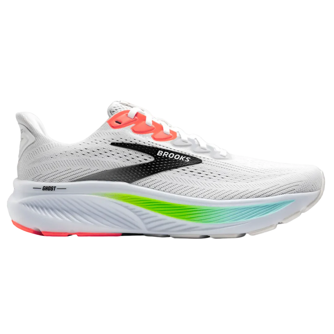 Brooks Men's Ghost 17 – White/Pink Clay/Gecko