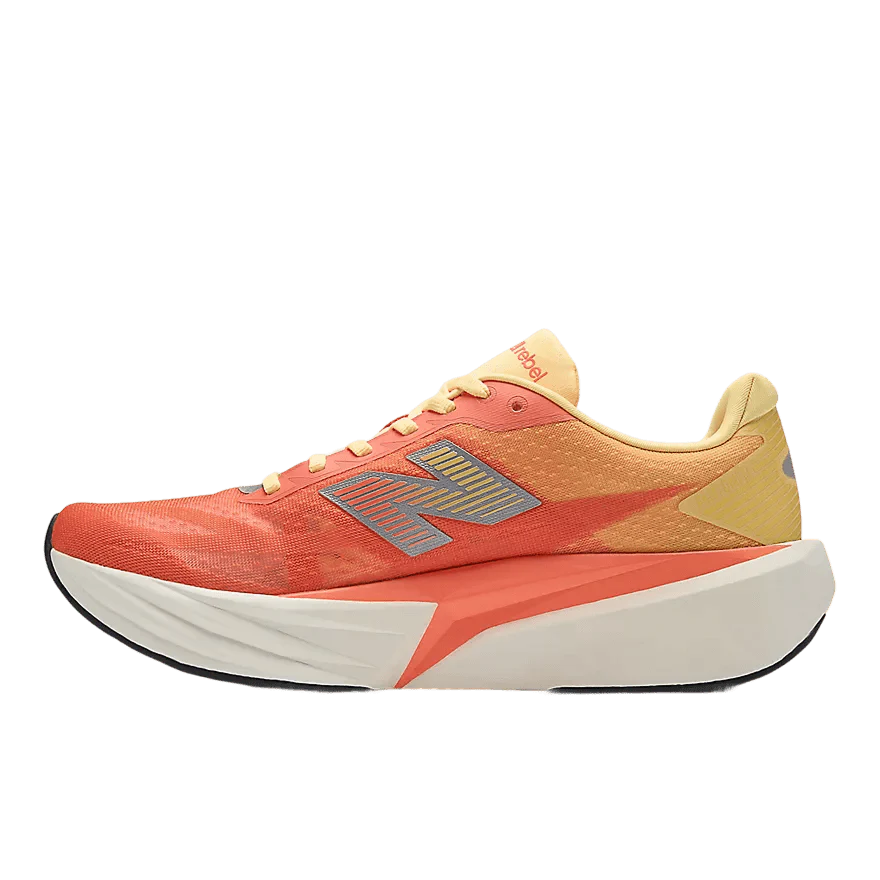 New Balance Men's FuelCell Rebel v5 – Tangerine Heat with Silver Metallic - Image 2