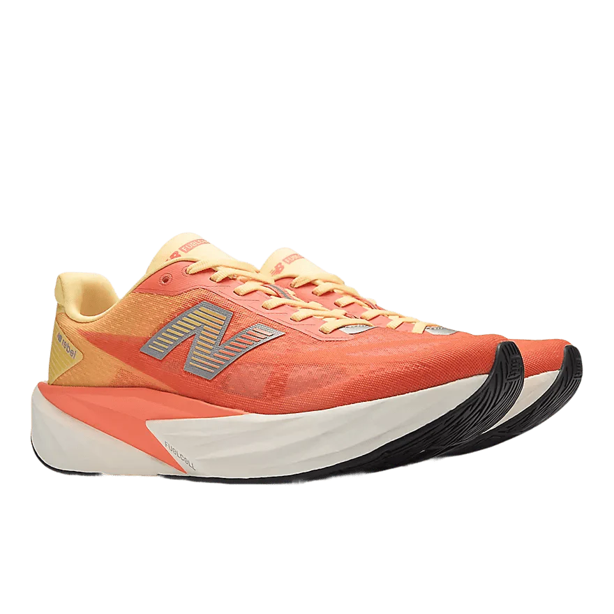 New Balance Men's FuelCell Rebel v5 – Tangerine Heat with Silver Metallic - Image 4