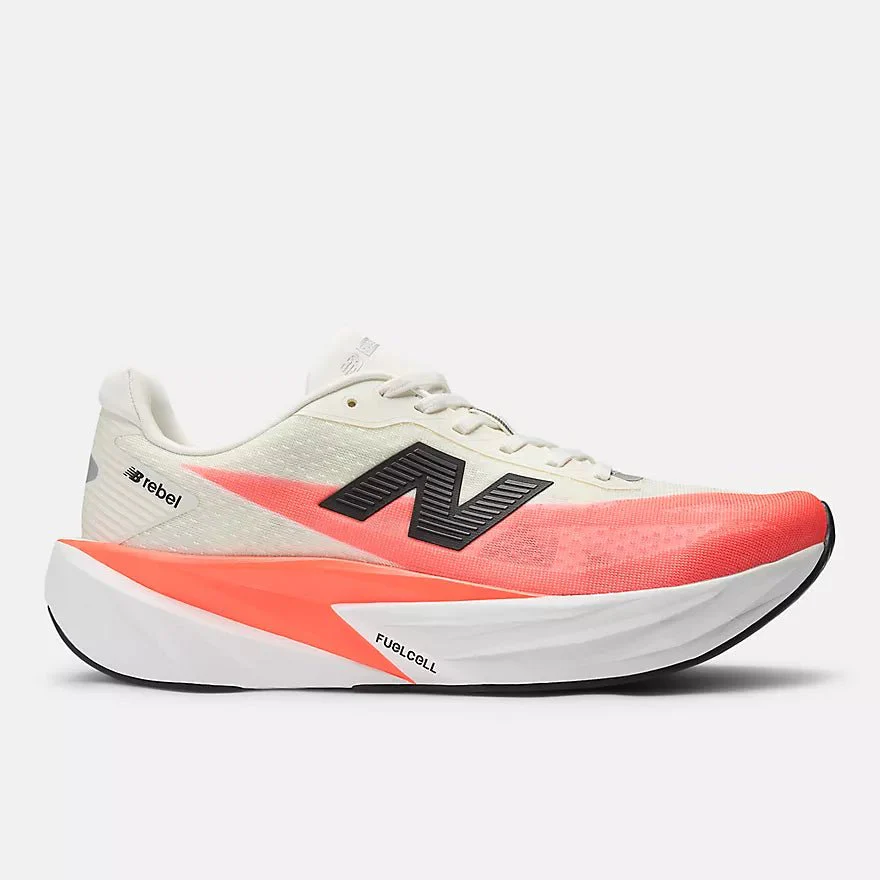 New Balance Men's FuelCell Rebel v5 | Urgent Red with White and Sea Salt