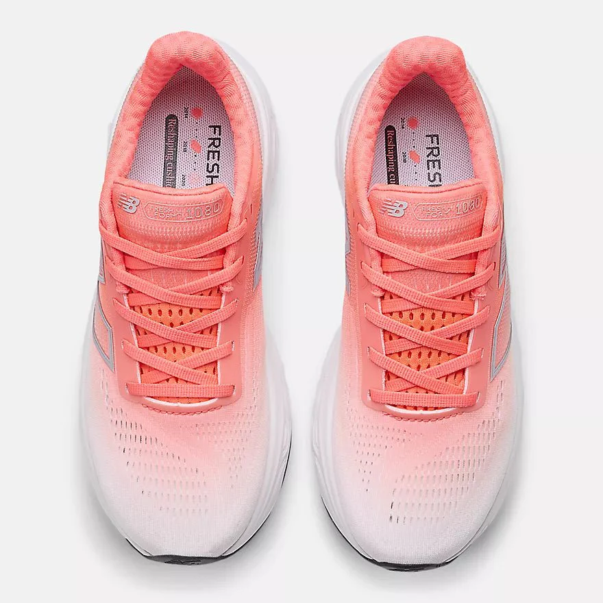 New Balance Women's Fresh Foam X 1080 v14 - Urgent Red with Silver Metallic and Light Silver Metallic - Image 4