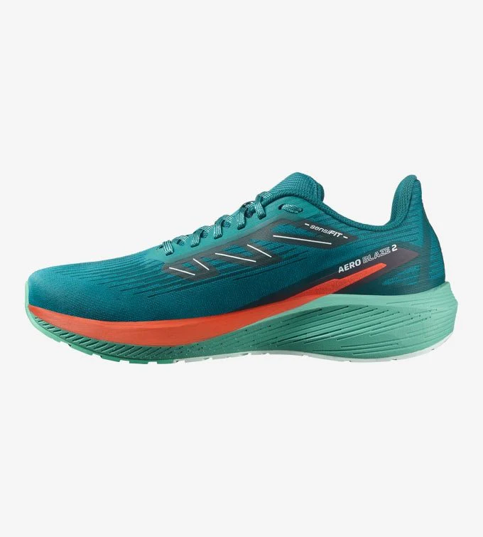 Salomon Men's Aero Blaze 2 - Deep Lake / Cherry Tomato / Electric Green - Image 4