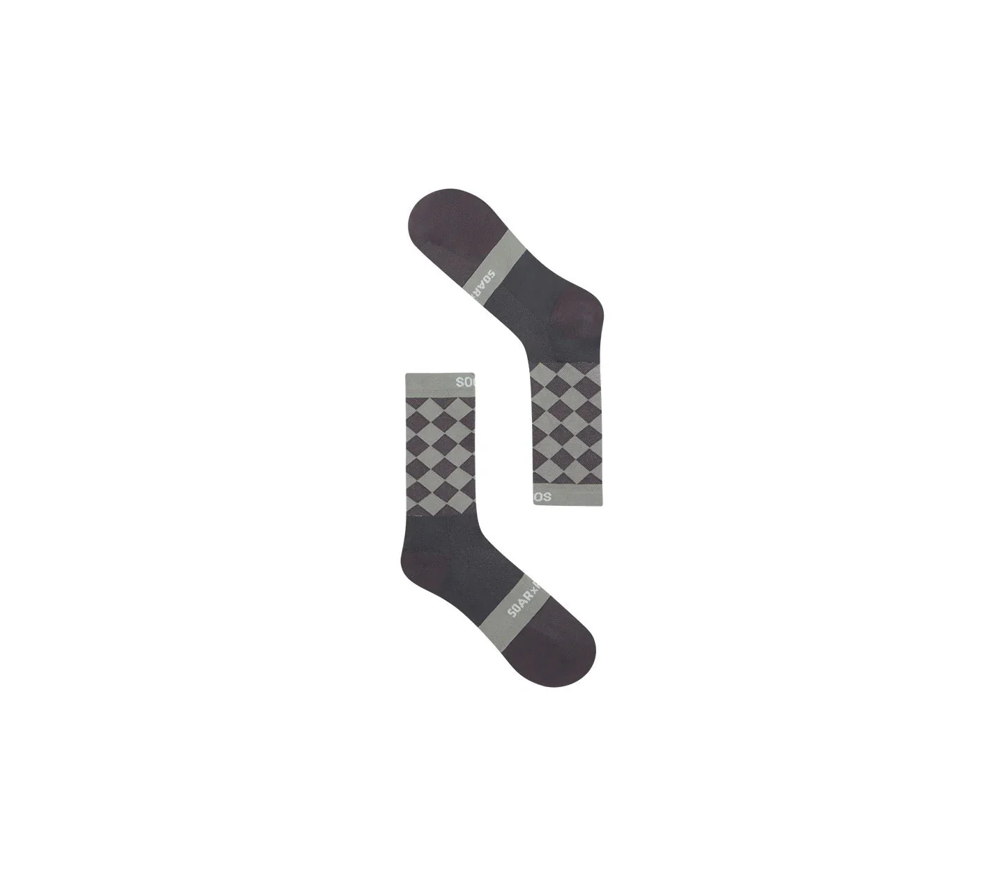 Soar Diamond Crew Sock - Dark Grey / Warm Grey - Image 2
