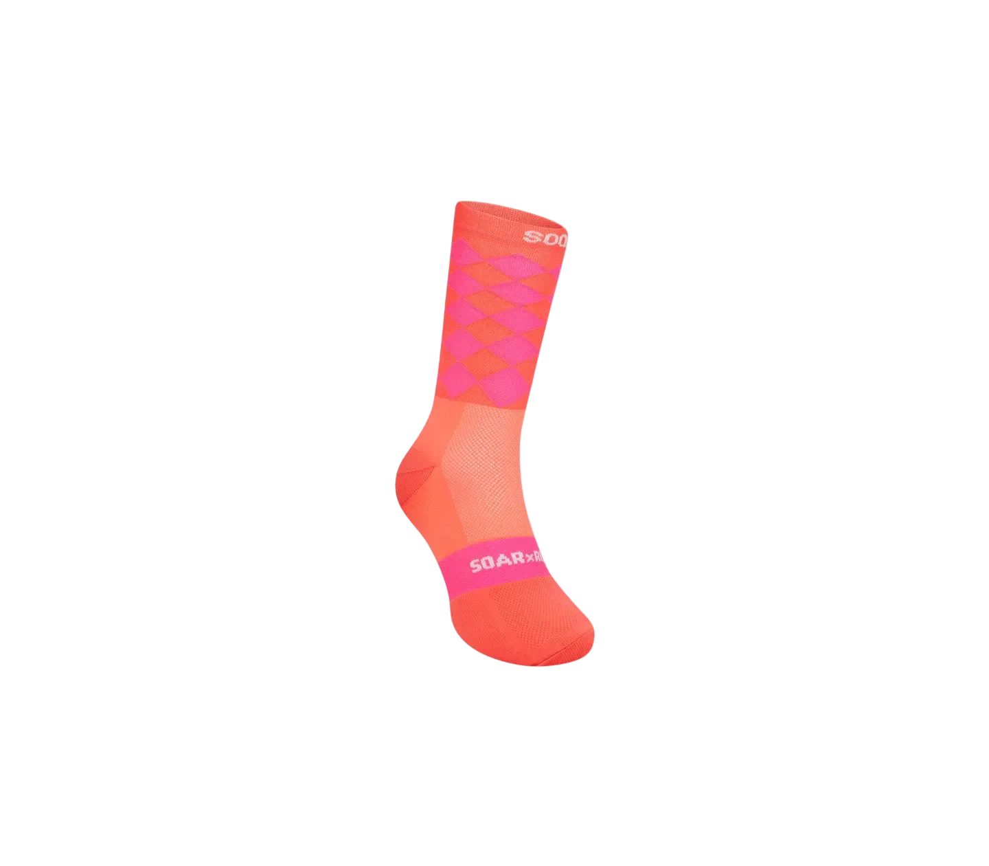 Soar Diamond Crew Sock - Pink Coral
